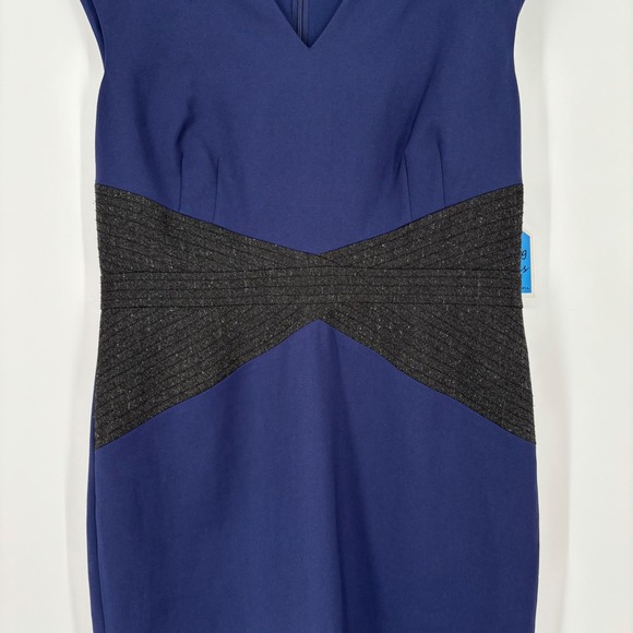 NWT Antonio Melani Sleeveless Shift Dress Sz 10 Bandage Navy Charcoal Retro 00s - Picture 6 of 16